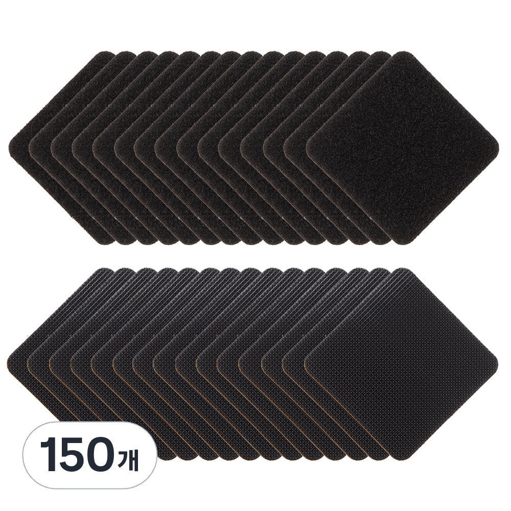 코멧 홈 강력 접착 양면 찍찍이 테이프 사각형 블랙